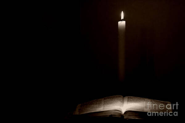 Faith Art Print featuring the photograph Holy Bible Illuminated by Lincoln Rogers