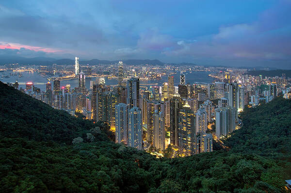 Victoria Peak Art Print featuring the photograph Hong Kong from Sky Terrace 428 at Victoria Peak by David Gn