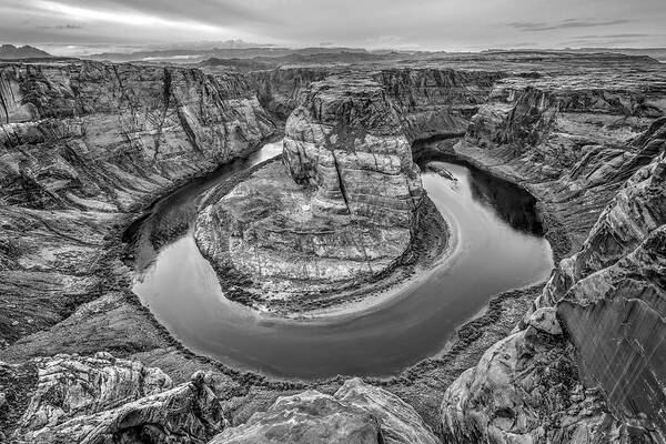 Horseshoe Bend Art Print featuring the photograph Horseshoe Bend Arizona Black and White by Todd Aaron