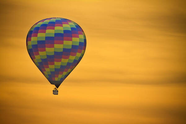 'hot Air Balloon' Art Print featuring the photograph Hot Air Balloon Golden Flight by James BO Insogna