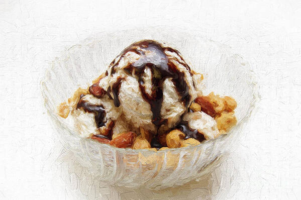 Food Art Print featuring the photograph Hot Fudge Sundae Painterly by Andee Design