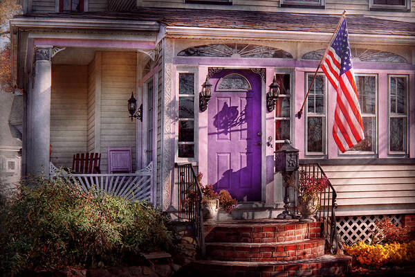 Victorian Art Print featuring the photograph House - Porch - Cranford NJ - Lovely in Lavender by Mike Savad