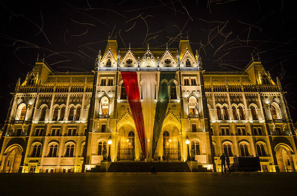 Country Art Print featuring the photograph Hungarian Parliament at Night by Pablo Lopez