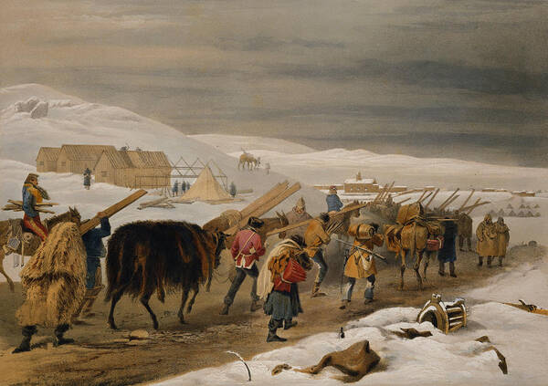 Winter Art Print featuring the drawing Huts And Warm Clothing For The Army by William 'Crimea' Simpson