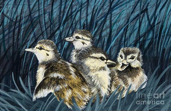 Baby Ducks Art Print featuring the painting Spring is Right Around the Corner by Jennifer Lake