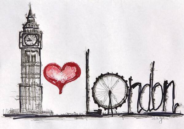 London Art Print featuring the painting I love London by Sladjana Lazarevic