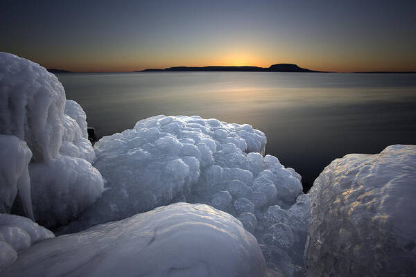 Bay Art Print featuring the photograph Ice Formations before sunrise by Jakub Sisak