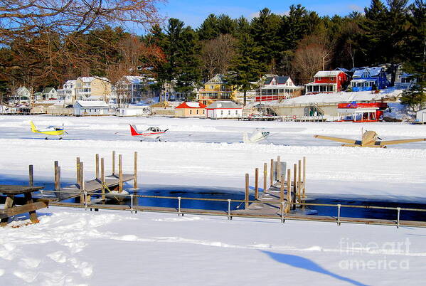 Planes Art Print featuring the photograph Planes On The Ice Runway In New Hampshire by Eunice Miller