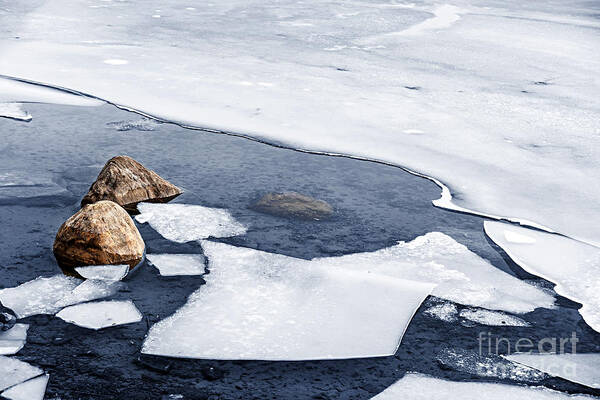 Ice Art Print featuring the photograph Icy shore in winter 2 by Elena Elisseeva