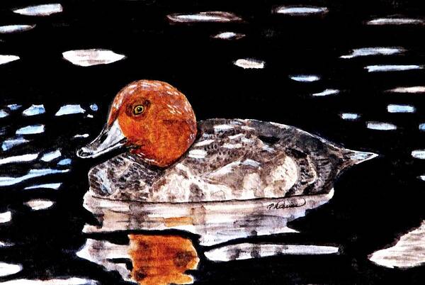Ducks Art Print featuring the painting In Love With Redheads by Angela Davies