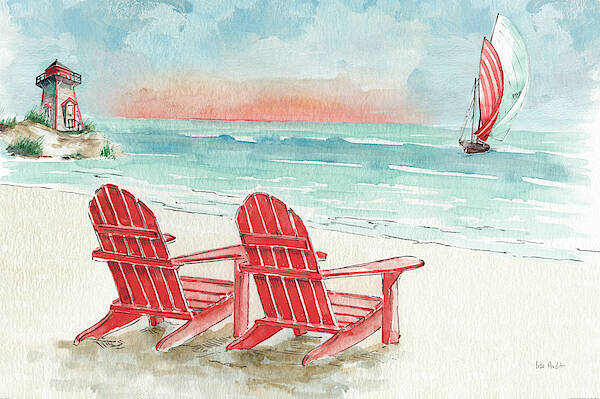Adirondack Chairs Art Print featuring the painting In The Moment Vii by Lisa Audit