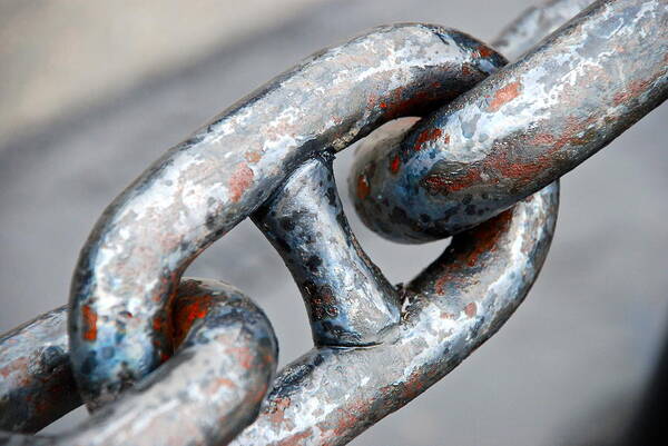 Chain Art Print featuring the photograph In your Face - Macro Chain Photography by Norma Brock
