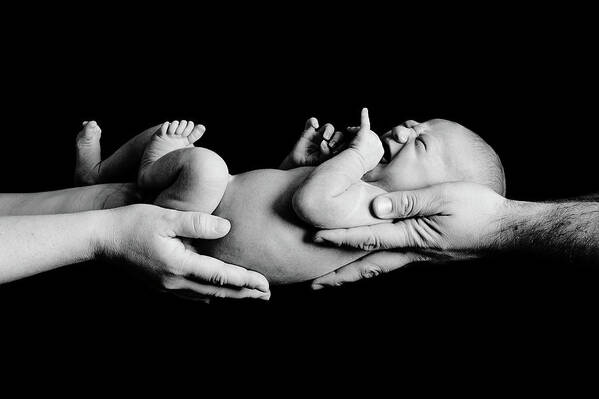 Newborn Art Print featuring the photograph In Your Hands by Sebastian Musial
