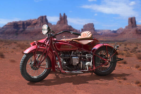 Indian Motorcycle Art Print featuring the photograph Indian 4 Sidecar 2 by Mike McGlothlen