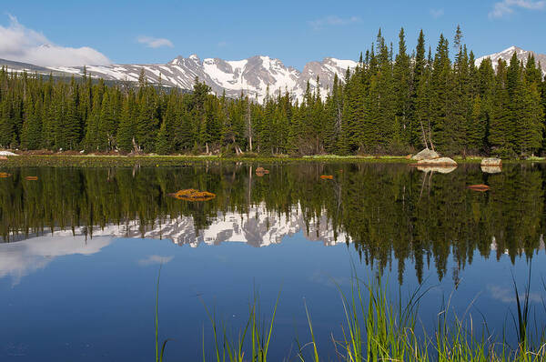 Indain Art Print featuring the photograph Indian Peaks Reflection by Aaron Spong