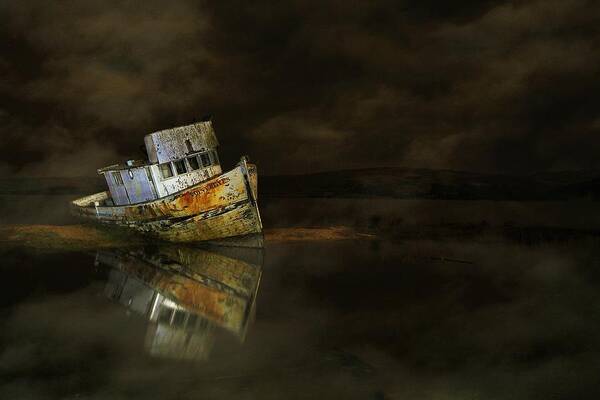 Boat Art Print featuring the photograph It All Ends in the Fog by Marzena Grabczynska Lorenc