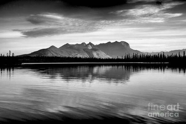 Early Morning On The Backwaters Of The Athabasca River In Jasper National Park. Art Print featuring the photograph Jasper Lake by Dan Jurak