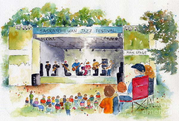 Impressionism Art Print featuring the painting Jazz Festival by Pat Katz