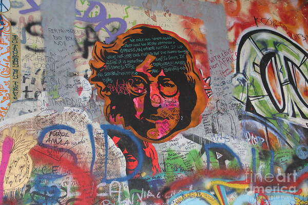 John Lennon Wall Art Print featuring the photograph John Lennon Wall B by Dennis Curry