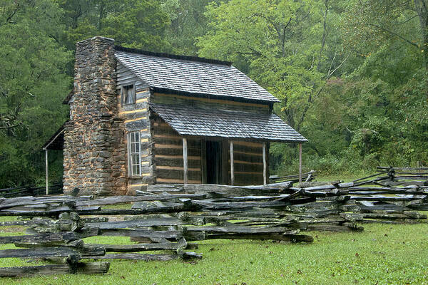 Cades Cove Art Print featuring the photograph John Oliver Cabin by Carol Erikson