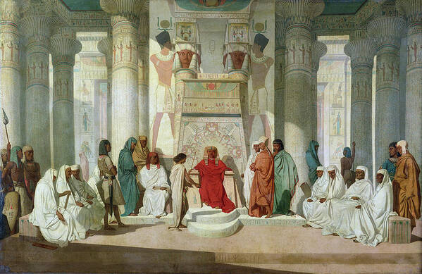Egypt Art Print featuring the photograph Joseph Explaining Pharaohs Dreams Oil On Canvas by Jean Adrien Guignet