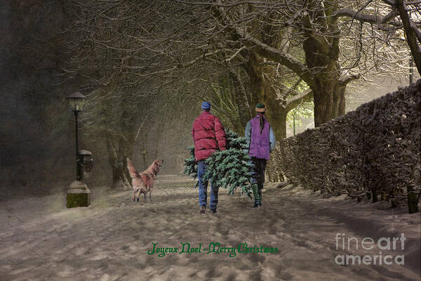 Christmas_tree Art Print featuring the digital art Joyeux Noel - Merry Christmas by Lianne Schneider