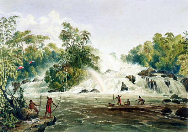 River Art Print featuring the drawing Junction Of The Kundanama by Charles Bentley