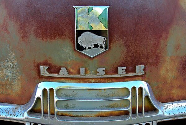 Cars Art Print featuring the photograph Kaiser Vintage Grill by Tony Grider