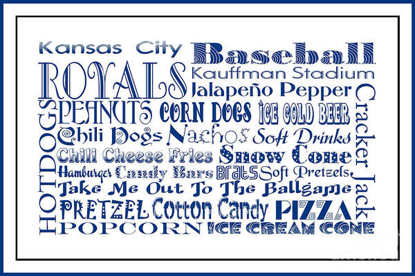 Andee Design Baseball Art Print featuring the digital art Kansas City Royals Game Day Food 3 by Andee Design
