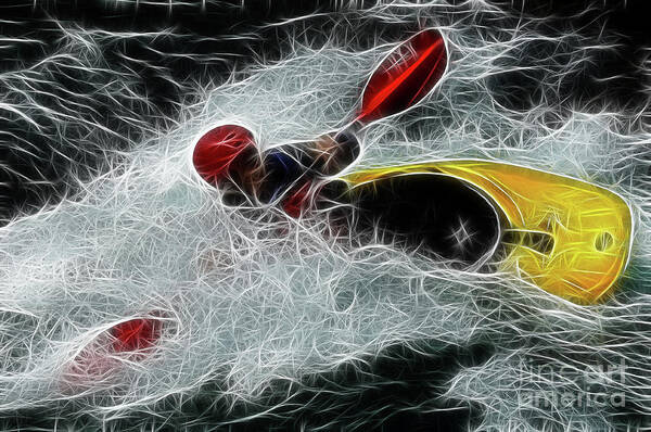 Kayak Art Print featuring the photograph Kayaker In The Mainstream by Bob Christopher