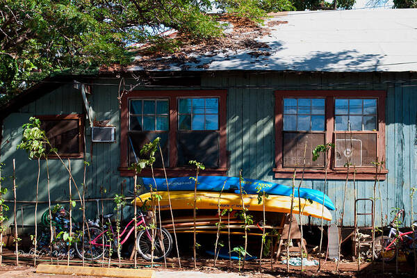 Popular Art Print featuring the photograph Kayaks Surfboards and Bikes - The Good Life by Paulette B Wright