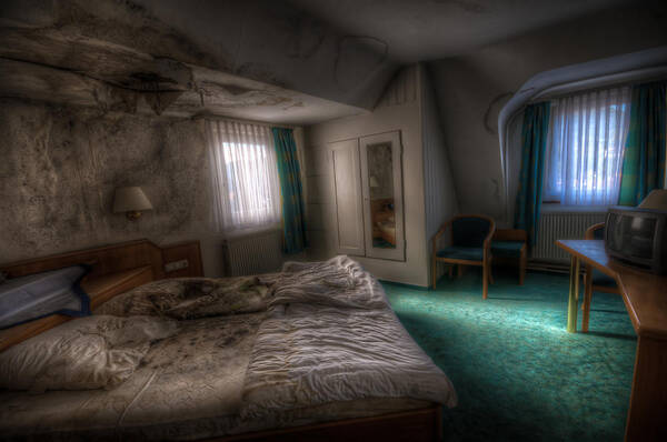 Urbex Art Print featuring the digital art King size bed by Nathan Wright