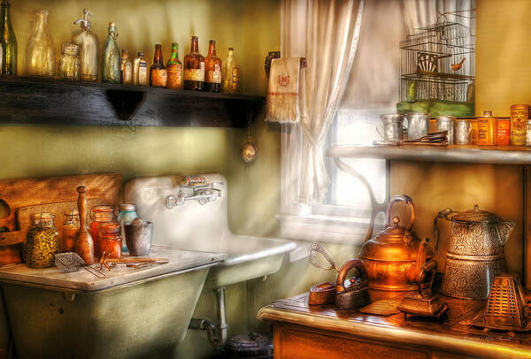Chef Art Print featuring the photograph Kitchen - Momma's Kitchen by Mike Savad
