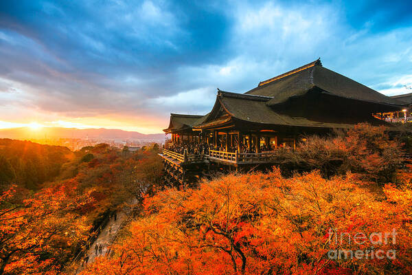 Japan Art Print featuring the photograph Kiyomizu-dera Temple in Kyoto - Japan by Luciano Mortula