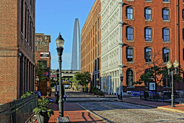 Laclede's Landing Art Print featuring the photograph Laclede's Landing just north of the Arch by Greg Kluempers