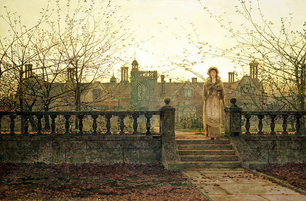 Cat Art Print featuring the painting Lady Bountiful by John Atkinson Grimshaw