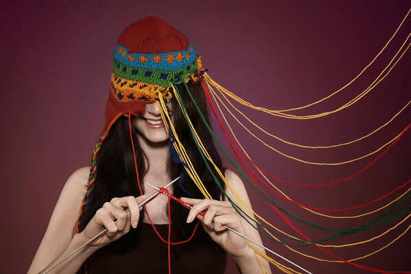People Art Print featuring the photograph Lady knitting on her own hat by Emma Innocenti