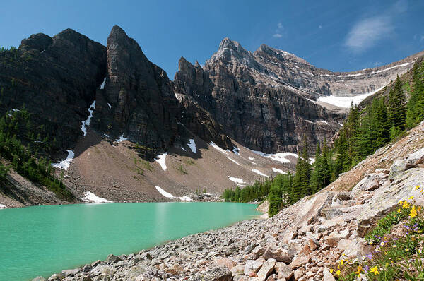 Tranquility Art Print featuring the photograph Lake Agnes And Mt. Whyte by Marc Shandro