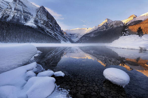 Tranquility Art Print featuring the photograph Lake Louise In Winter by Yu Liu Photography