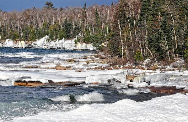 Upper Peninsula Art Print featuring the photograph Lake Superior Shoreline in Early Winter by Kathryn Lund Johnson