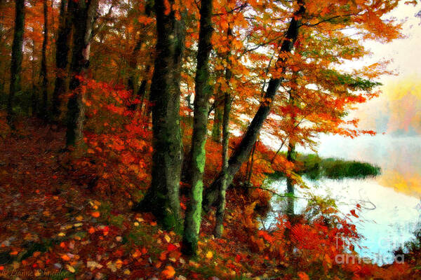 Fall Art Print featuring the digital art Lakeside Beauty by Lianne Schneider