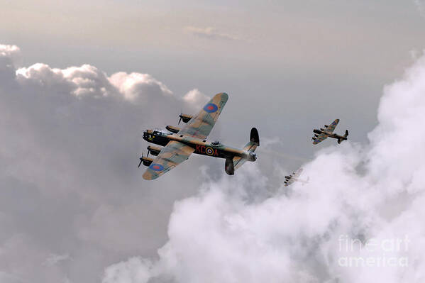 Lancaster Art Print featuring the digital art Lancasters Forming Up by Airpower Art