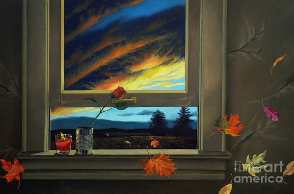 Rose Art Print featuring the painting Late Autumn Breeze by Christopher Shellhammer by Christopher Shellhammer