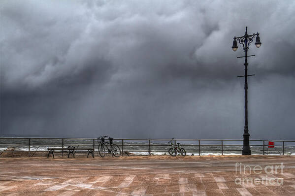 Bench Art Print featuring the photograph Left In The Power Of The Storm by Evelina Kremsdorf