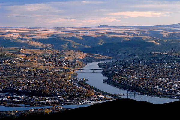 Bridge Art Print featuring the photograph Lewiston, Id And Clarkston, Wa by Theodore Clutter