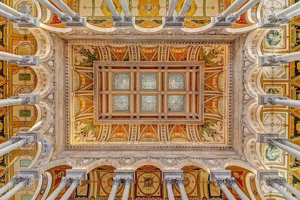 Library Of Congress Art Print featuring the photograph Library Of Congress Main Hall Ceiling by Susan Candelario