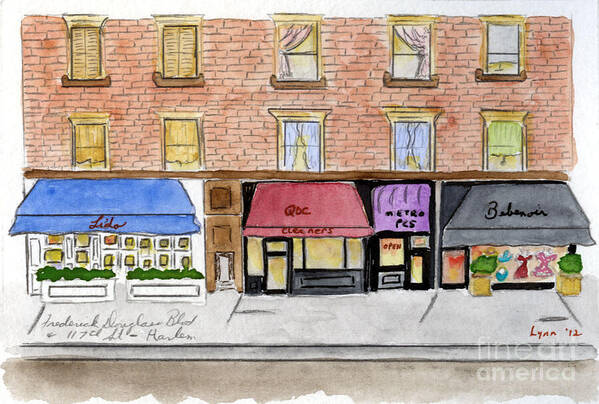 Lido Restaurant Art Print featuring the painting Lido on Frederick Douglass Blvd by AFineLyne