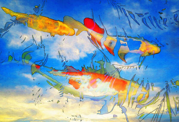 Koi Art Print featuring the painting Life Is But A Dream - Koi Fish Art by Sharon Cummings