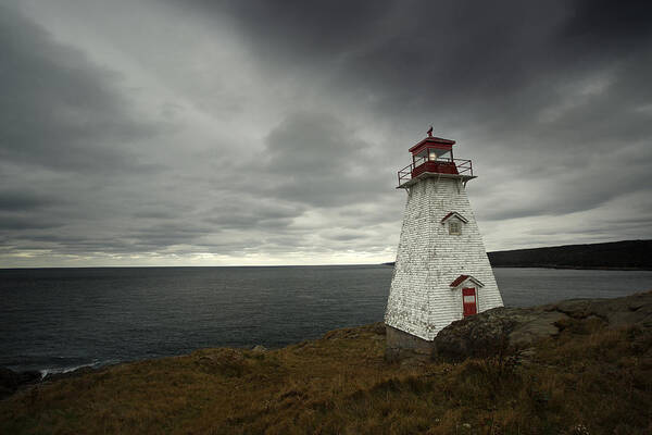 Feb0514 Art Print featuring the photograph Lighthouse During Storm Bay Of Fundy by Scott Leslie