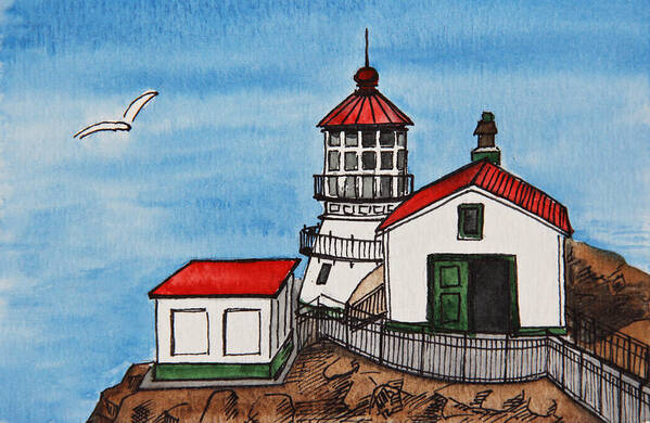 Lighthouse Art Print featuring the painting Lighthouse by Masha Batkova